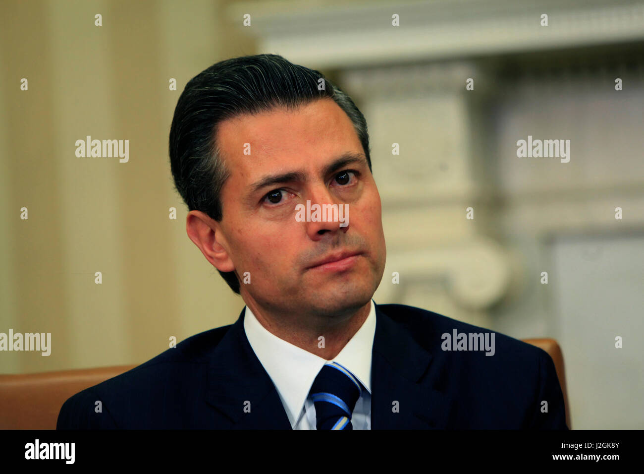 President Enrique Pena Nieto of Mexico in the Oval Office on January 6, 2015 Stock Photo