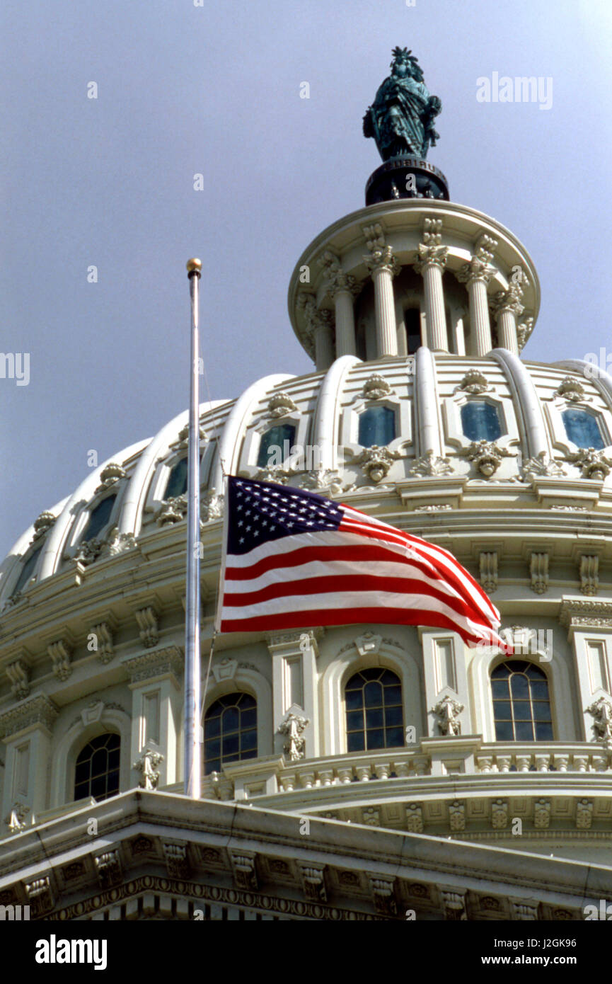 Flag at half mast at the US Capitol after the death of Anwar Sadat. Stock Photo