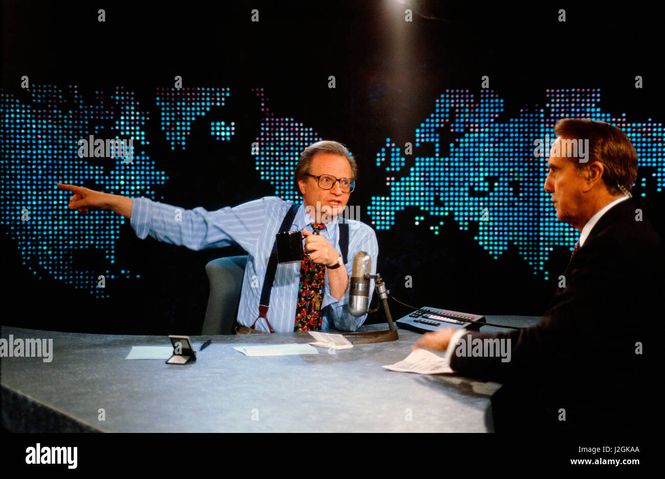 Larry King interviewing Bob Dole in 1994. Stock Photo