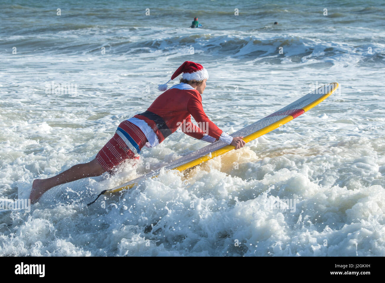 Surfing Santas, surfboards, Cocoa Beach, Florida, USA Stock Photo Alamy