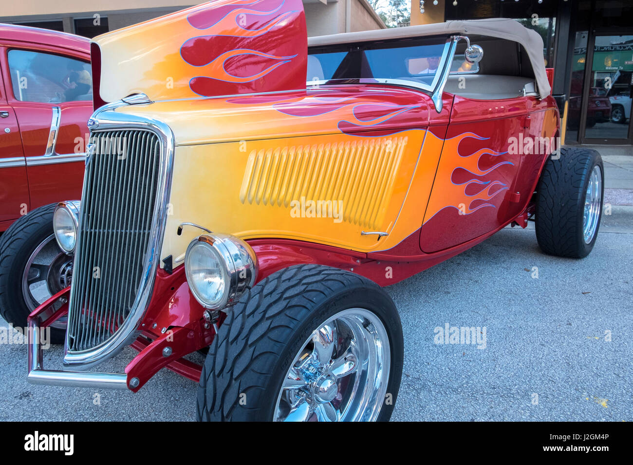 USA, Florida, New Smyrna Beach, classic car show, Ford V8 Stock Photo