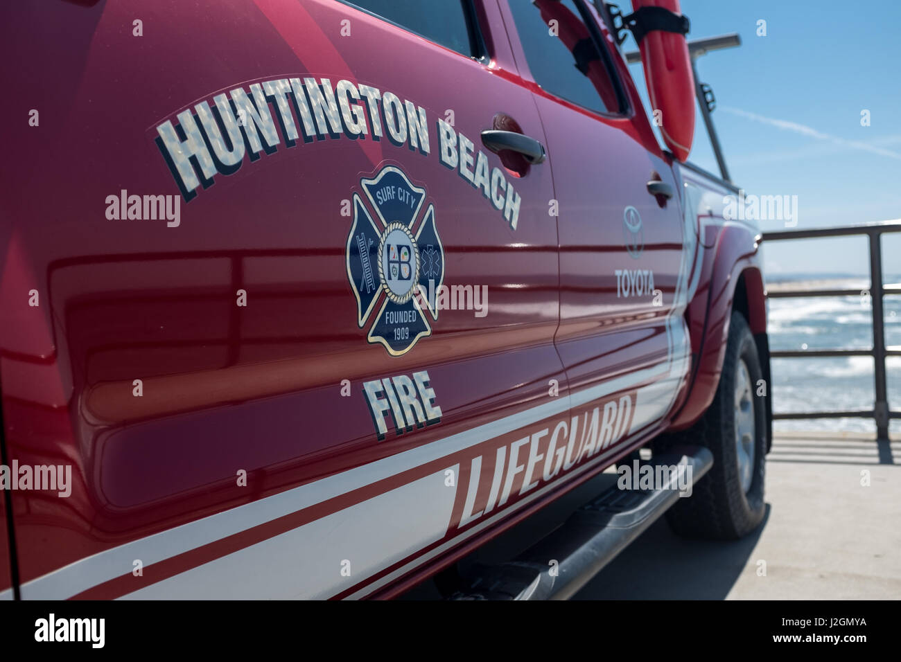 Huntington Beach Fire & Rescue, Lifeguard truck Stock Photo