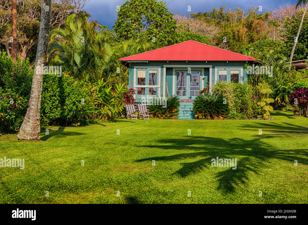 USA, Hawaii, Maui, Native Hawaiian house with forest near Stock Photo Alamy