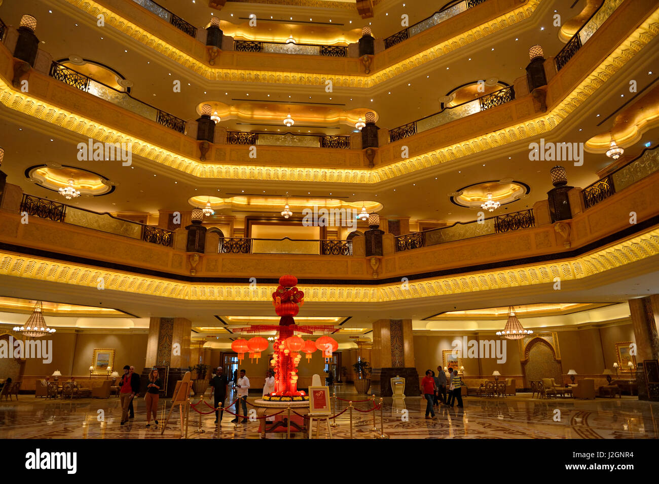 Interior of Emirates Palace Hotel Abu Dhabi, United Arab Emirates, Middle East Stock Photo