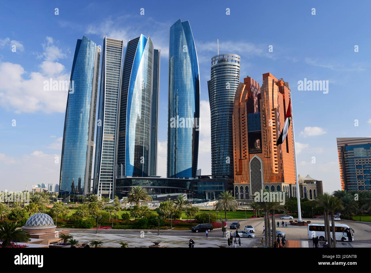Etihad Towers Abu Dhabi, United Arab Emirates, Middle East Stock Photo