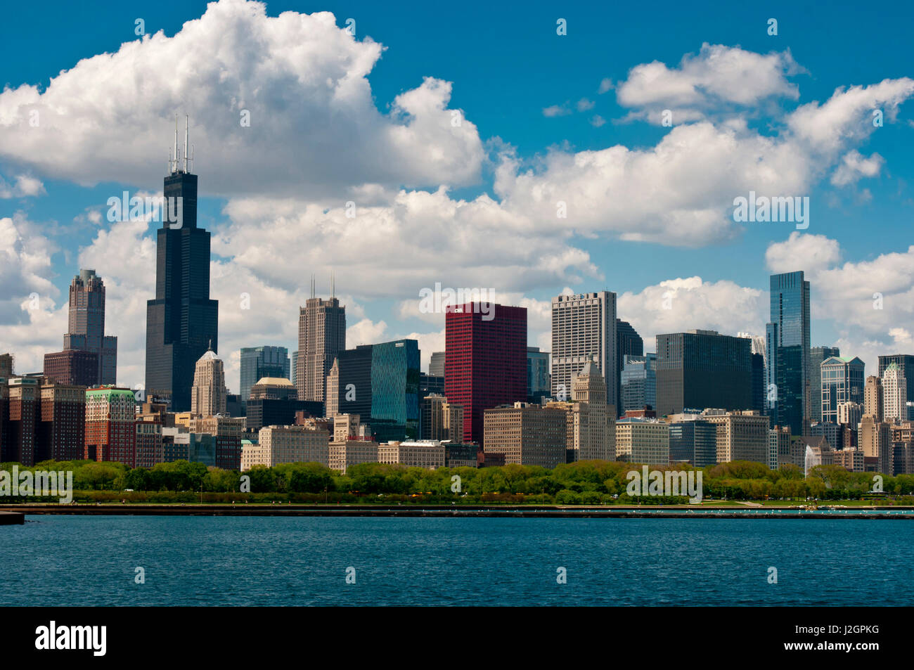 Chicago skyline and Lake Michigan summer day Stock Photo - Alamy