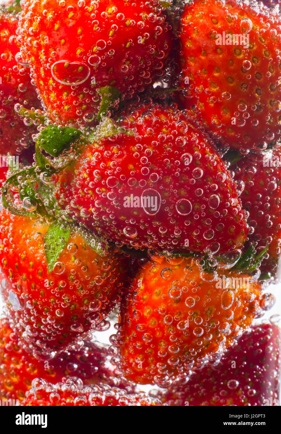 Strawberries in a glass with bubbles Stock Photo - Alamy