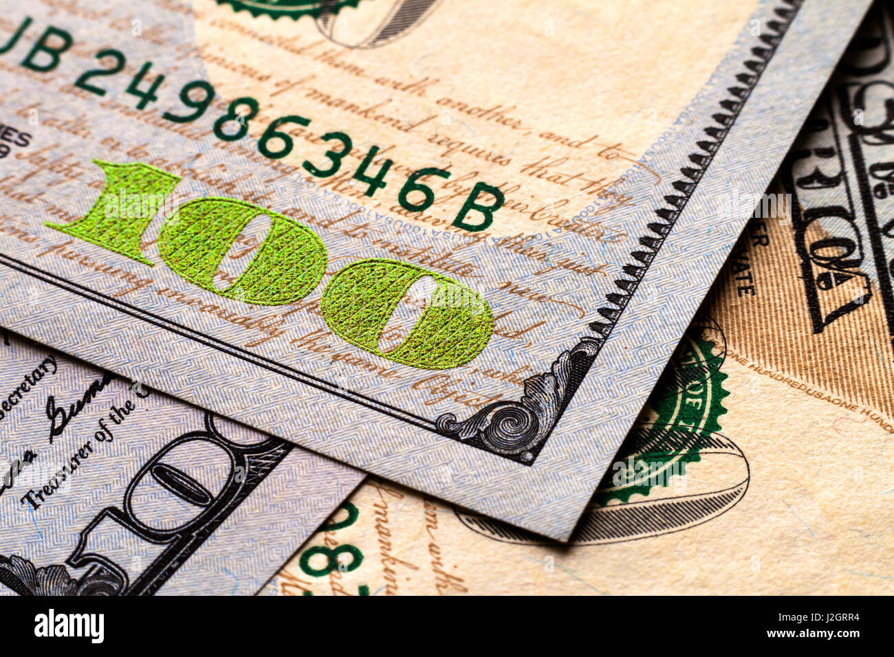 US one hundred dollar bills money background Stock Photo - Alamy