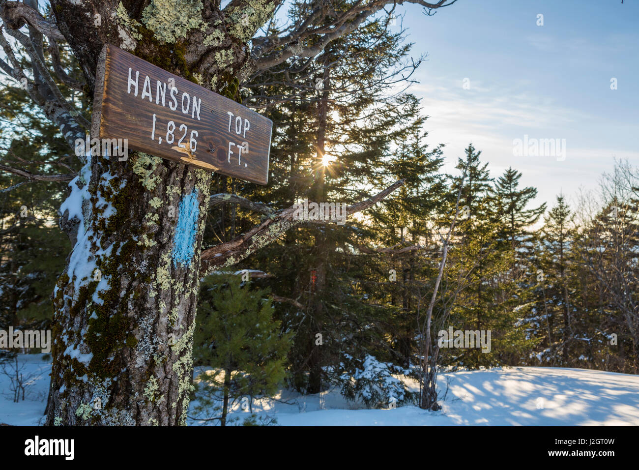 The sign marking Hanson Top on Green Mountain in Effingham, New
