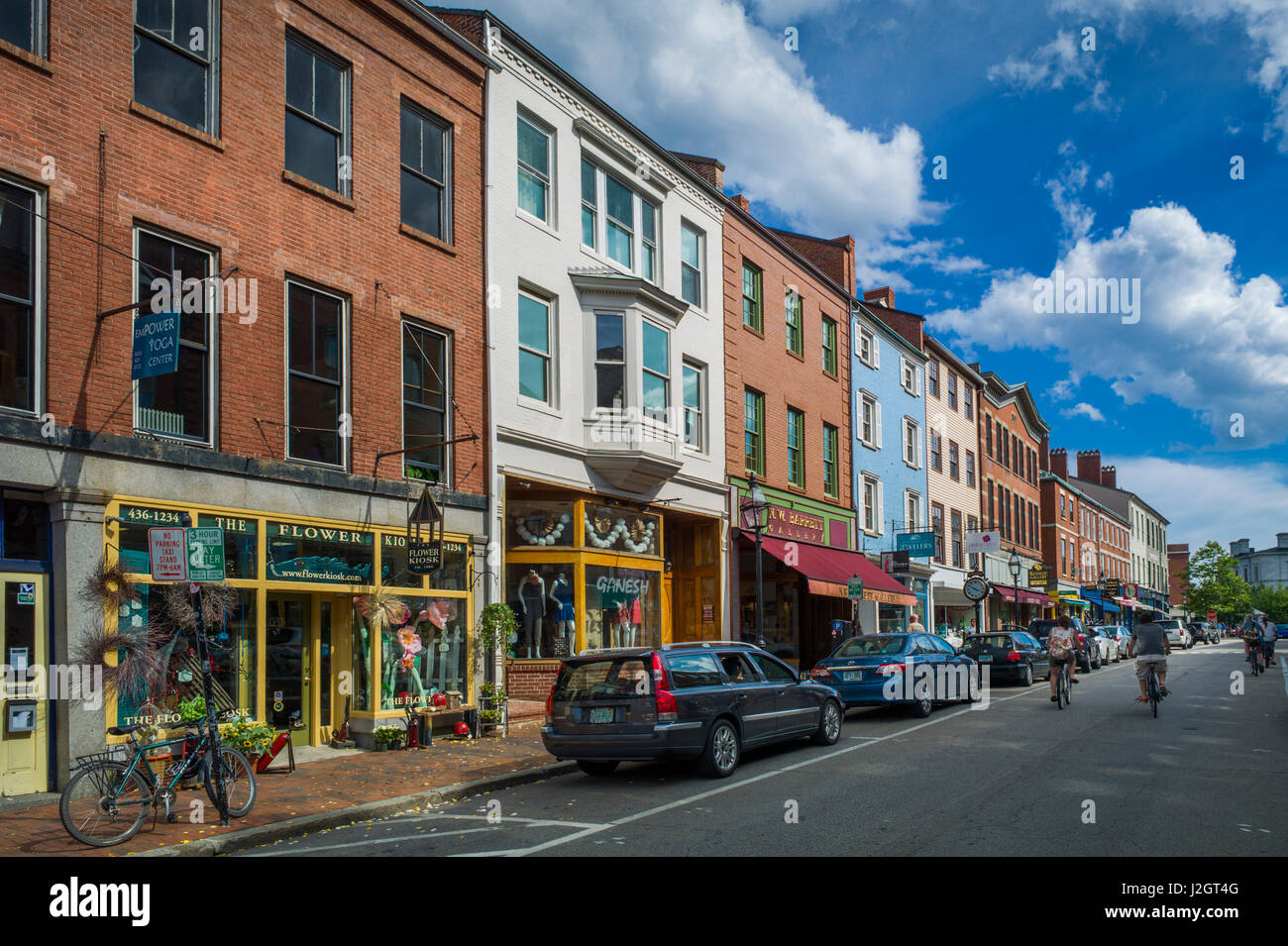 USA, New Hampshire, Portsmouth, Market Street Stock Photo