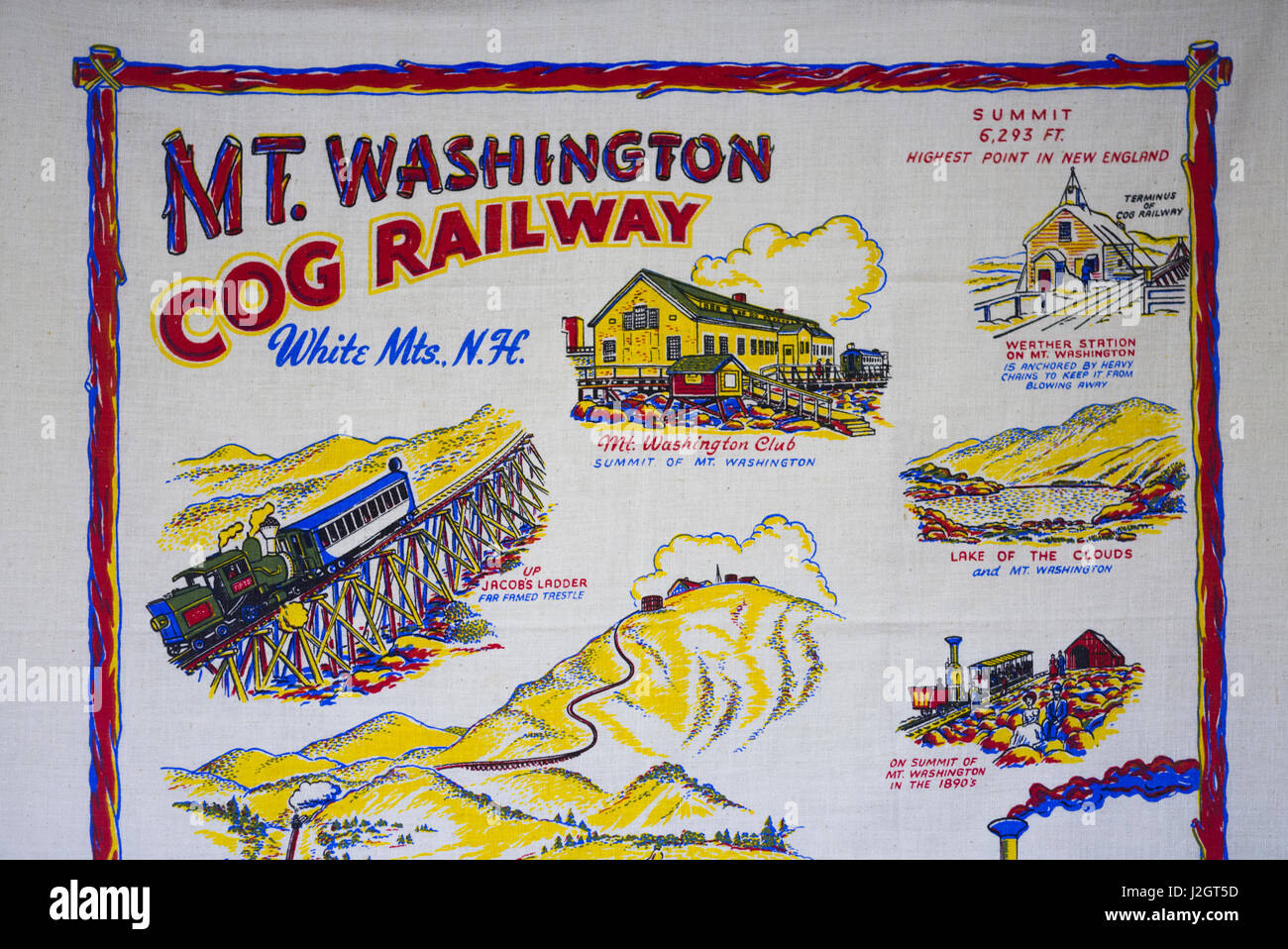 USA, New Hampshire, White Mountains, Bretton Woods, Mount Washington Cog Railway, tapestry Stock Photo