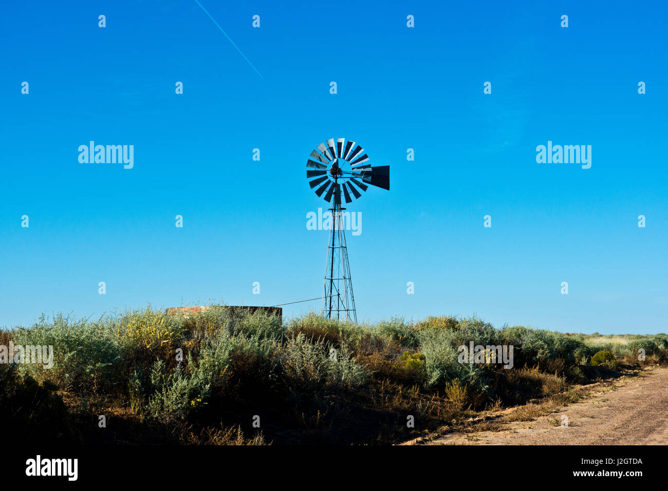 USA, New Mexico, Native American Land, windmill (Large format sizes available) Stock Photo