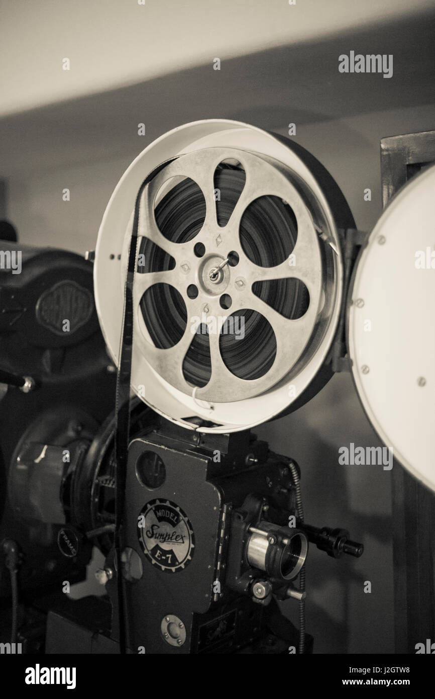 Albuquerque, New Mexico, USA. Central Ave, Route 66 Vintage film projector at the Kimo Theater Stock Photo