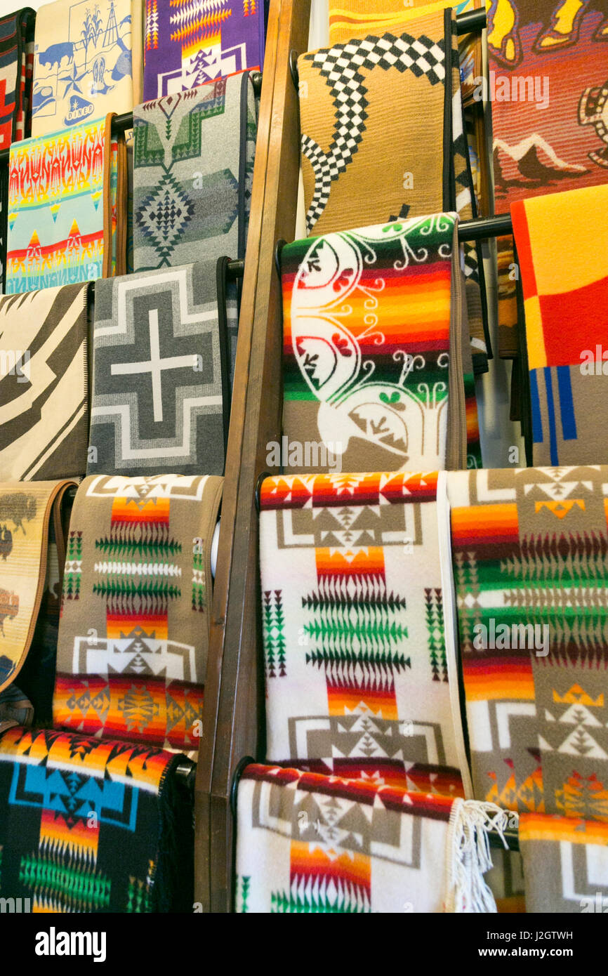 Pendleton blankets for sale, Albuquerque, New Mexico, USA. Central Ave