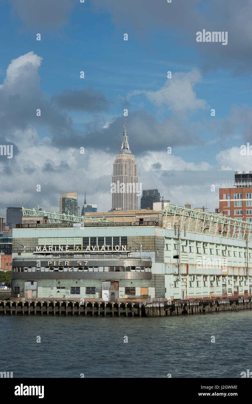 New York, New York City. Hudson River view of Chelsea Pier, Pier 57. (Large format sizes available) Stock Photo