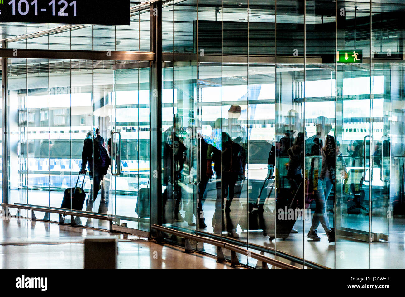 Dublin Airport, Ireland. Terminal One passenger arrivals corridor Stock