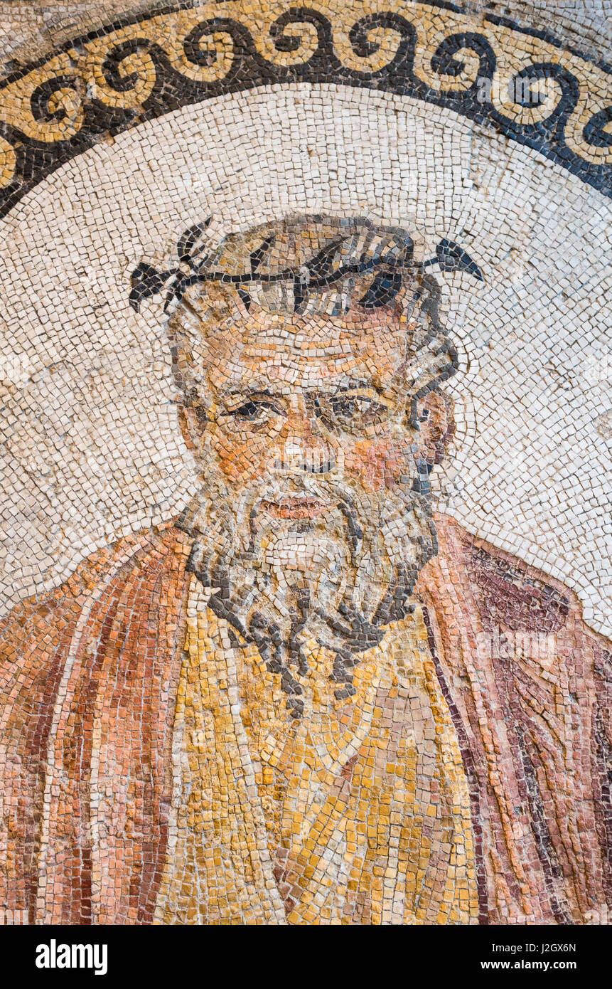 USA, Rhode Island, Providence, Rhode Island School of Design (RISD) Museum, Roman mosaic of Silenus from Antioch, 325 AD Stock Photo