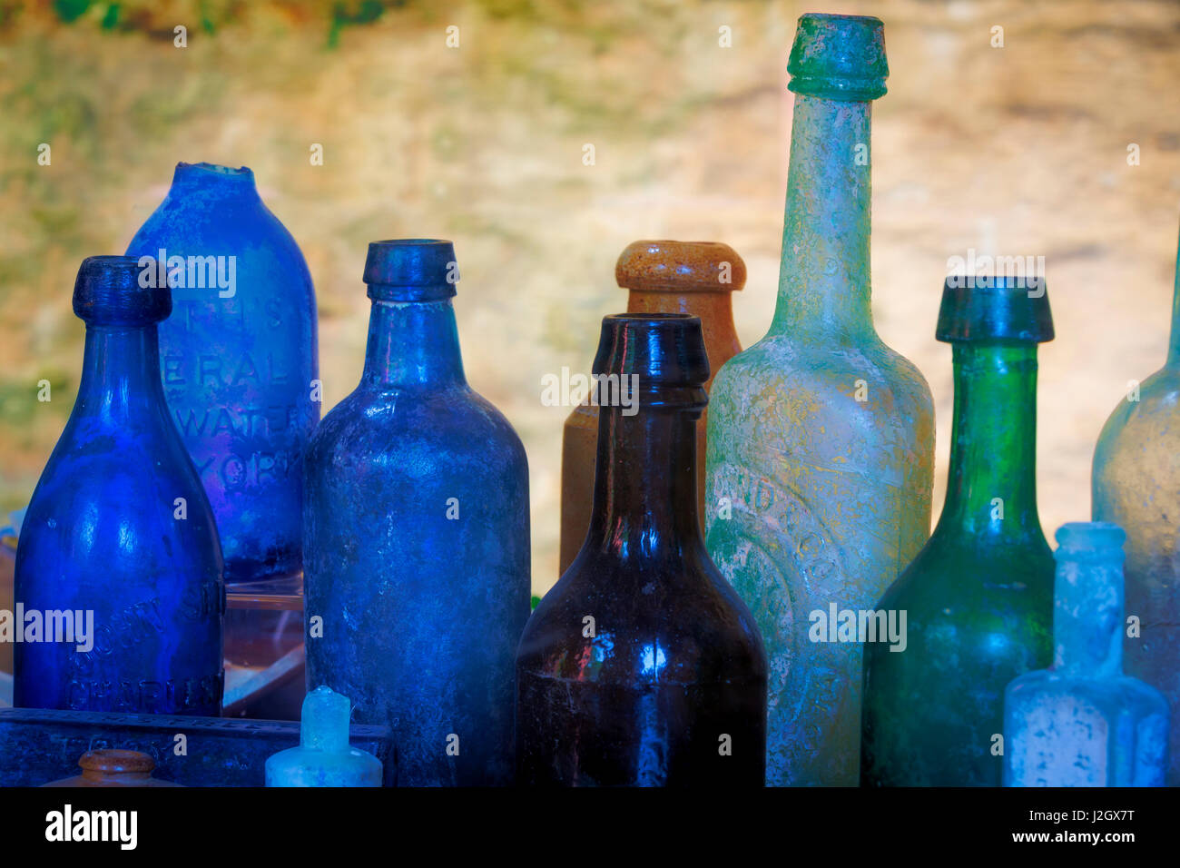 USA, South Carolina, Charleston. Old bottles excavated from slave Stock