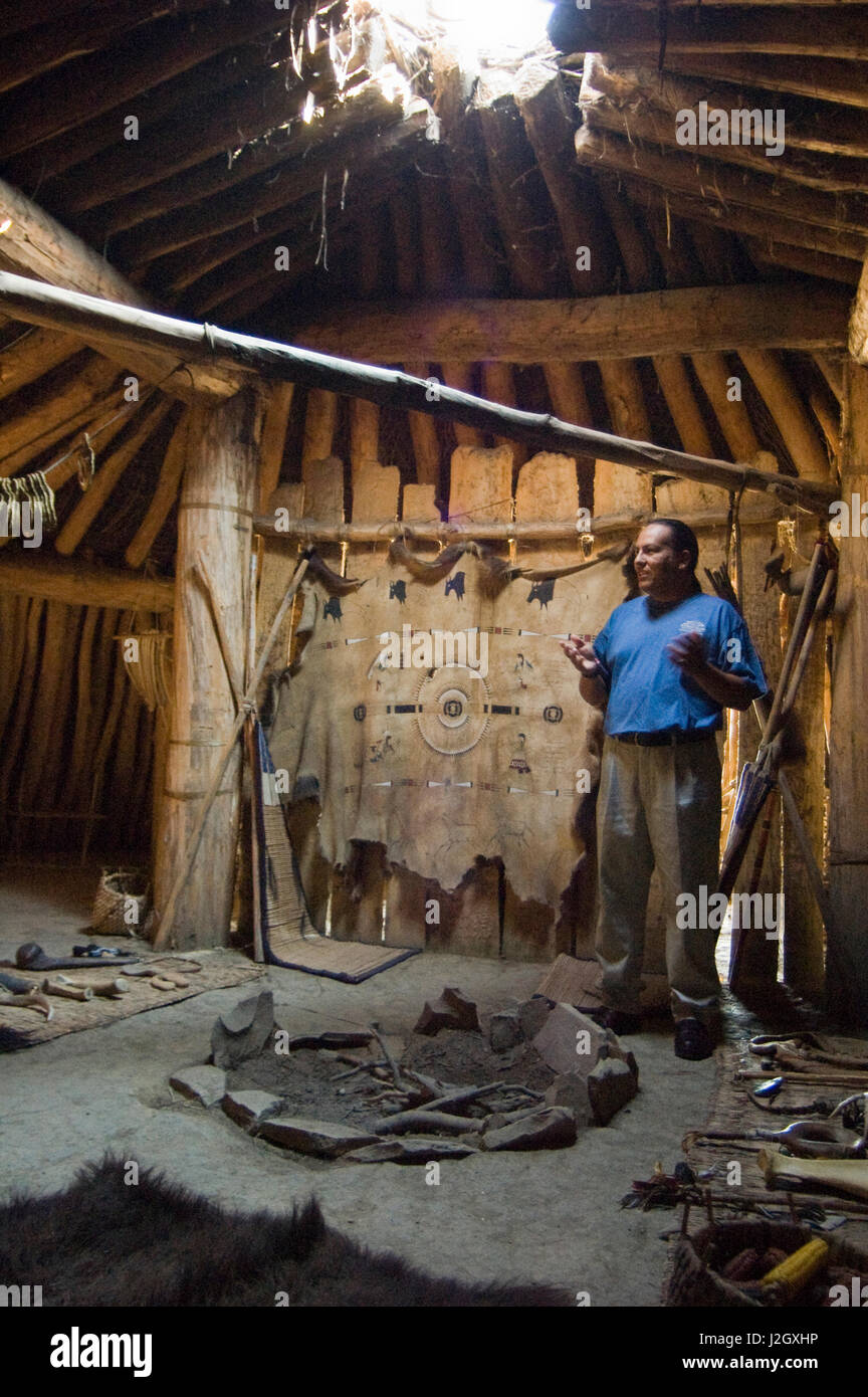 Lakota Sioux tour guide at the Mandan OnASlant Indian Village located