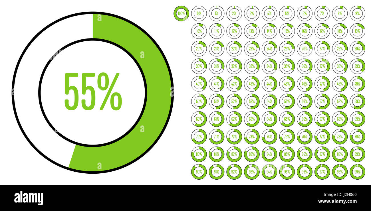 Set of circle percentage diagrams from 0 to 100 ready-to-use for web ...