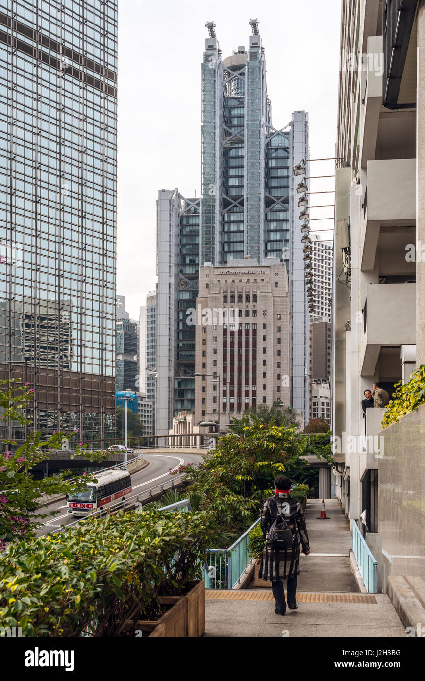 Bank of China Building and HSBC Building, Hong Kong Stock Photo