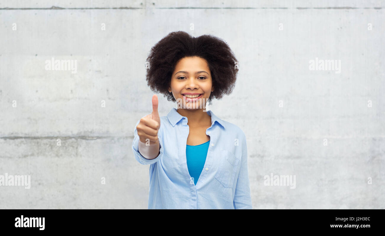 happy afro american woman showing thumbs up Stock Photo - Alamy