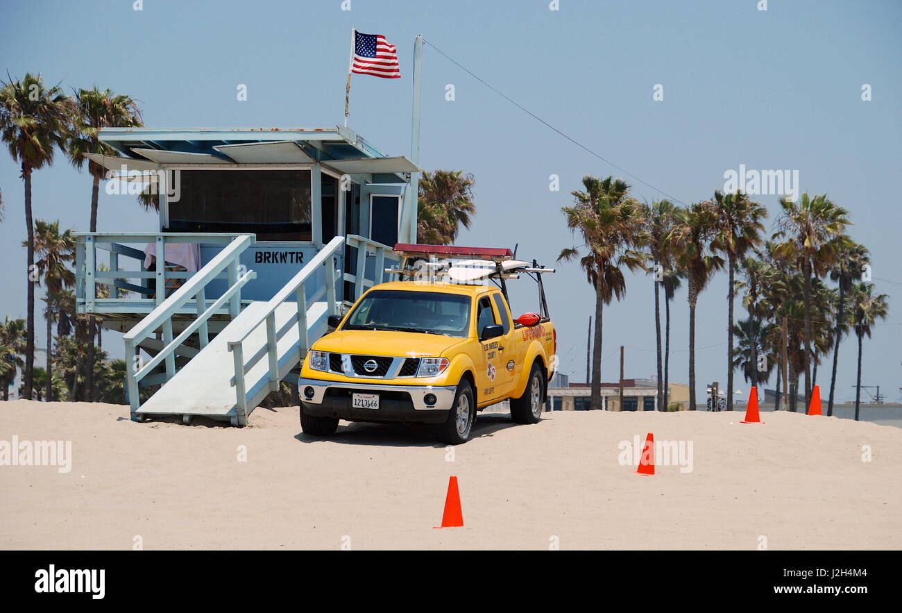 Los Angeles Fire Dept - Lifeguard vehickle at Venice Beach, Venice, Los Angeles, California, USA Stock Photo