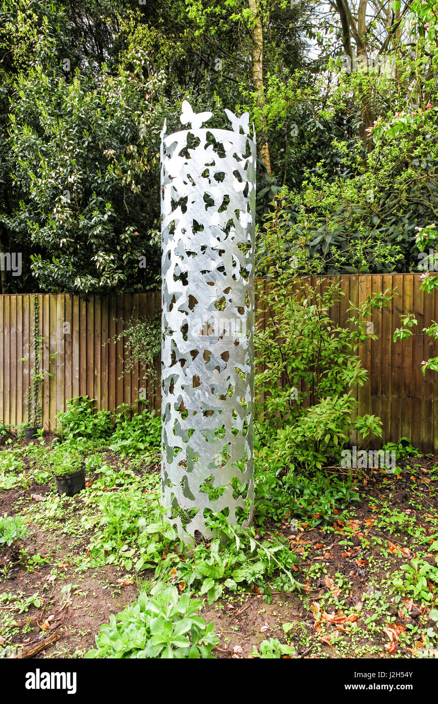A cylindrical butterfly sculpture at The Wolseley Centre, Staffordshire Wildlife Trust’s HQ at  Wolseley Bridge, Rugeley, Staffordshire, England, UK Stock Photo
