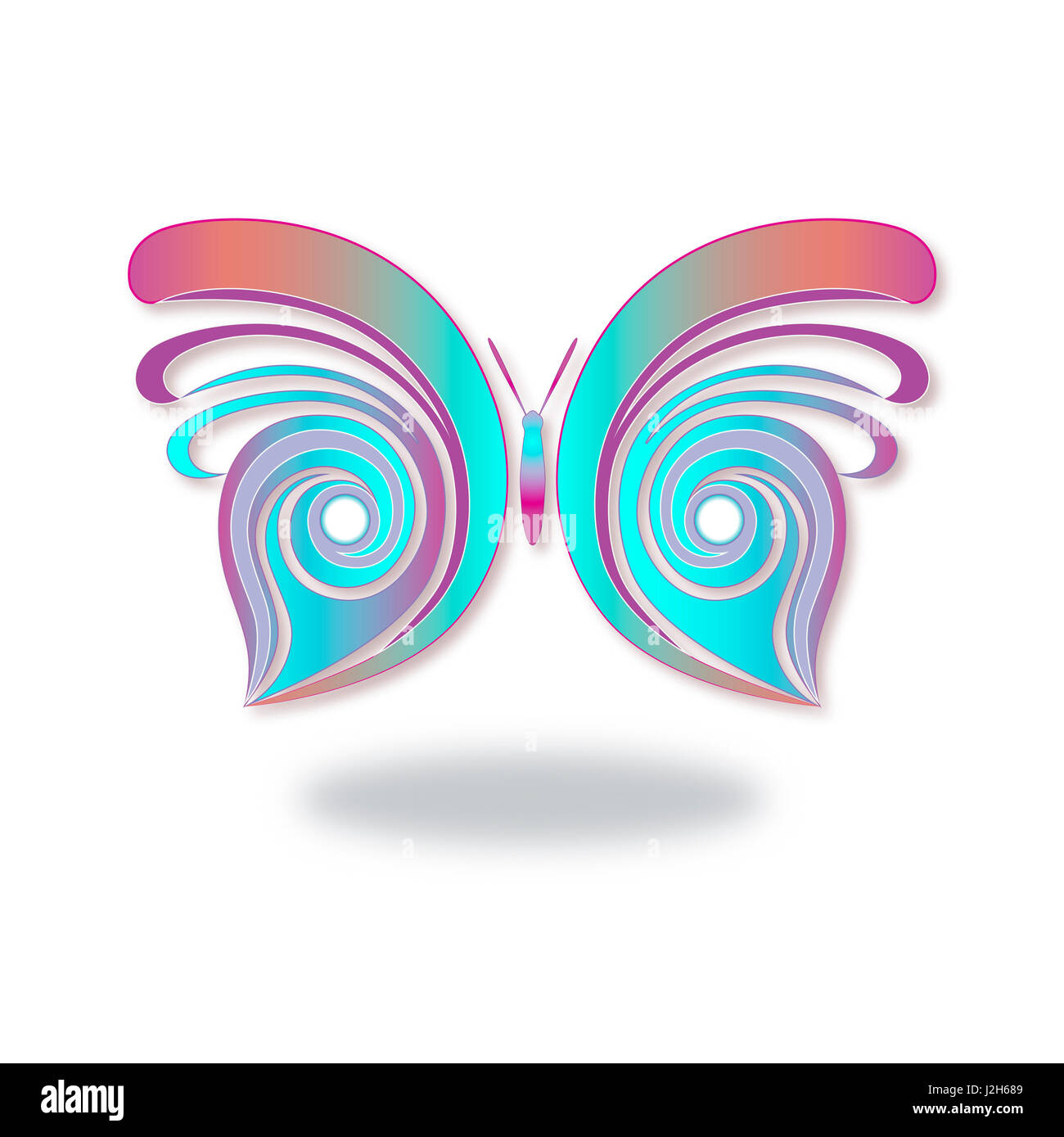 butterfly logo with gradient color and blue violet colors Stock Photo