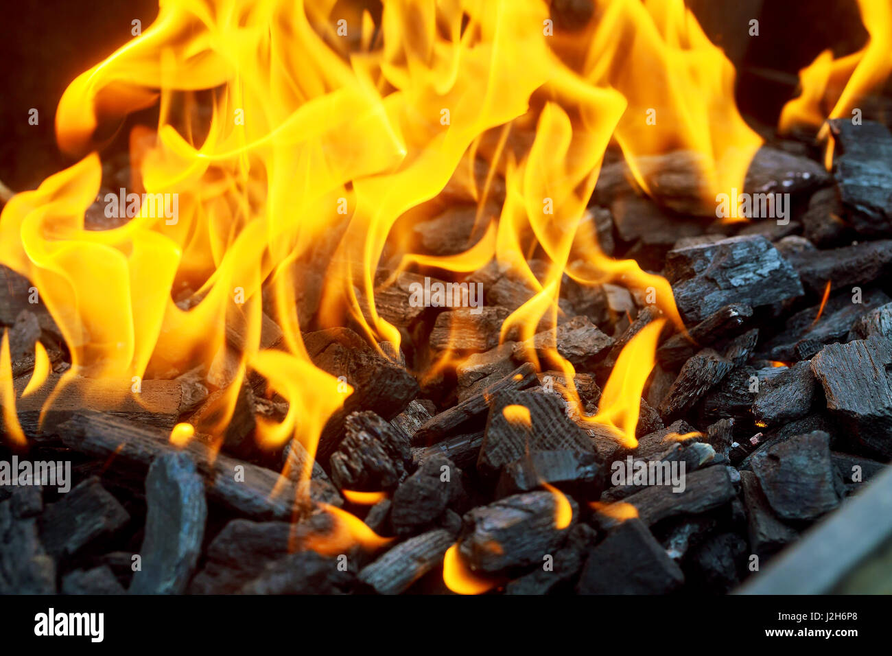 Burning hot to the red wood oven with flame of fire . coal fire Stock Photo Alamy