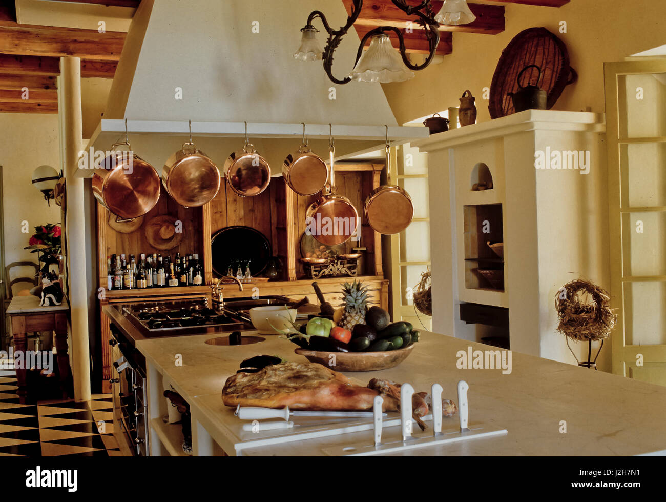 Contemporary rustic kitchen. Stock Photo