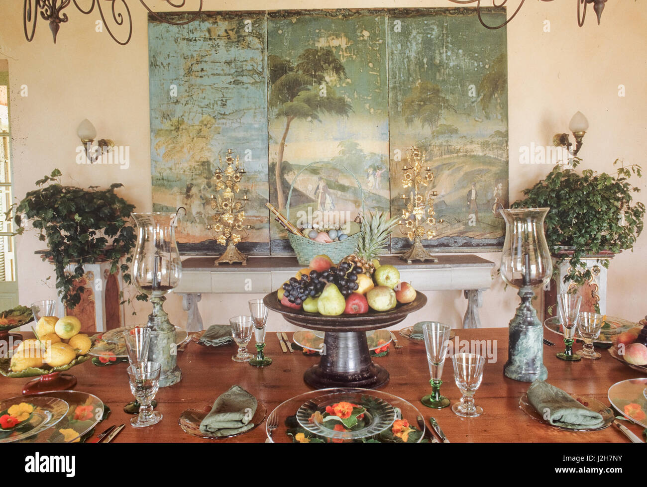 Spanish style dining room. Stock Photo