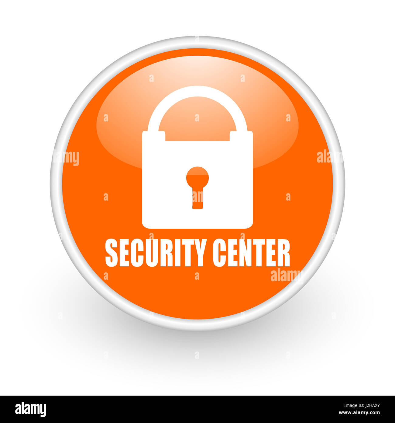 Security center modern design glossy orange web icon on white ...