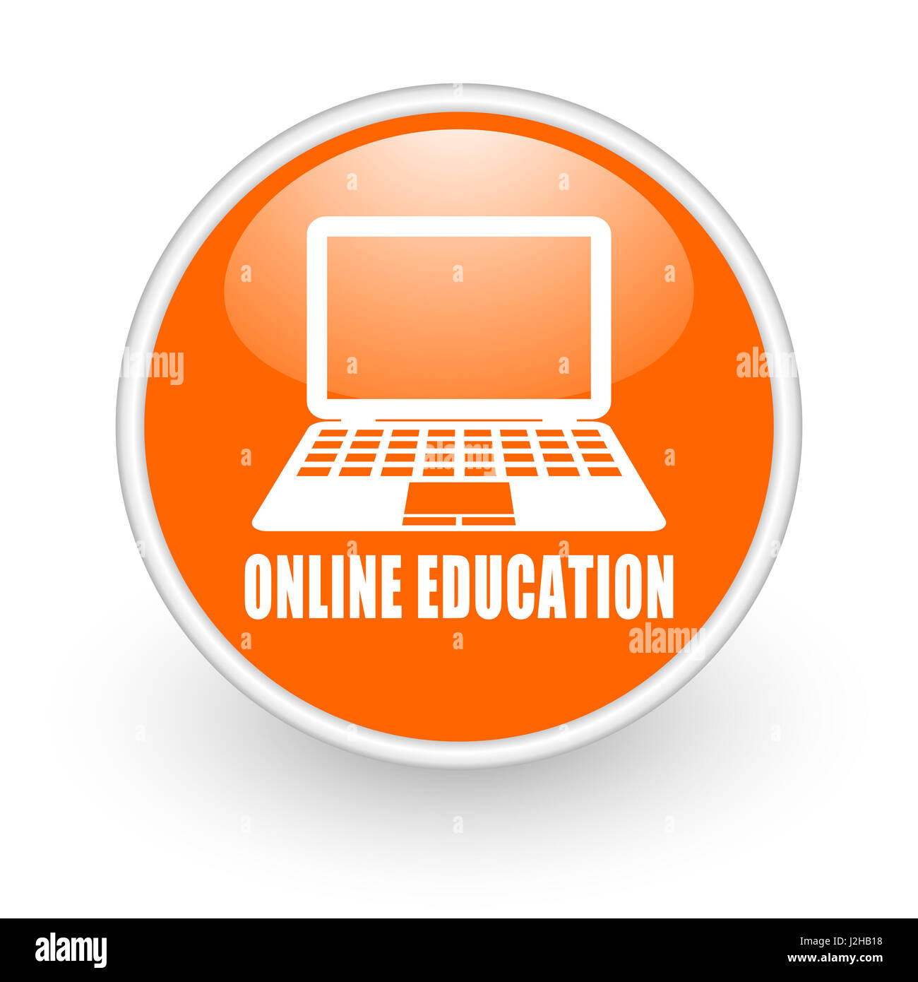Online education modern design glossy orange web icon on white ...