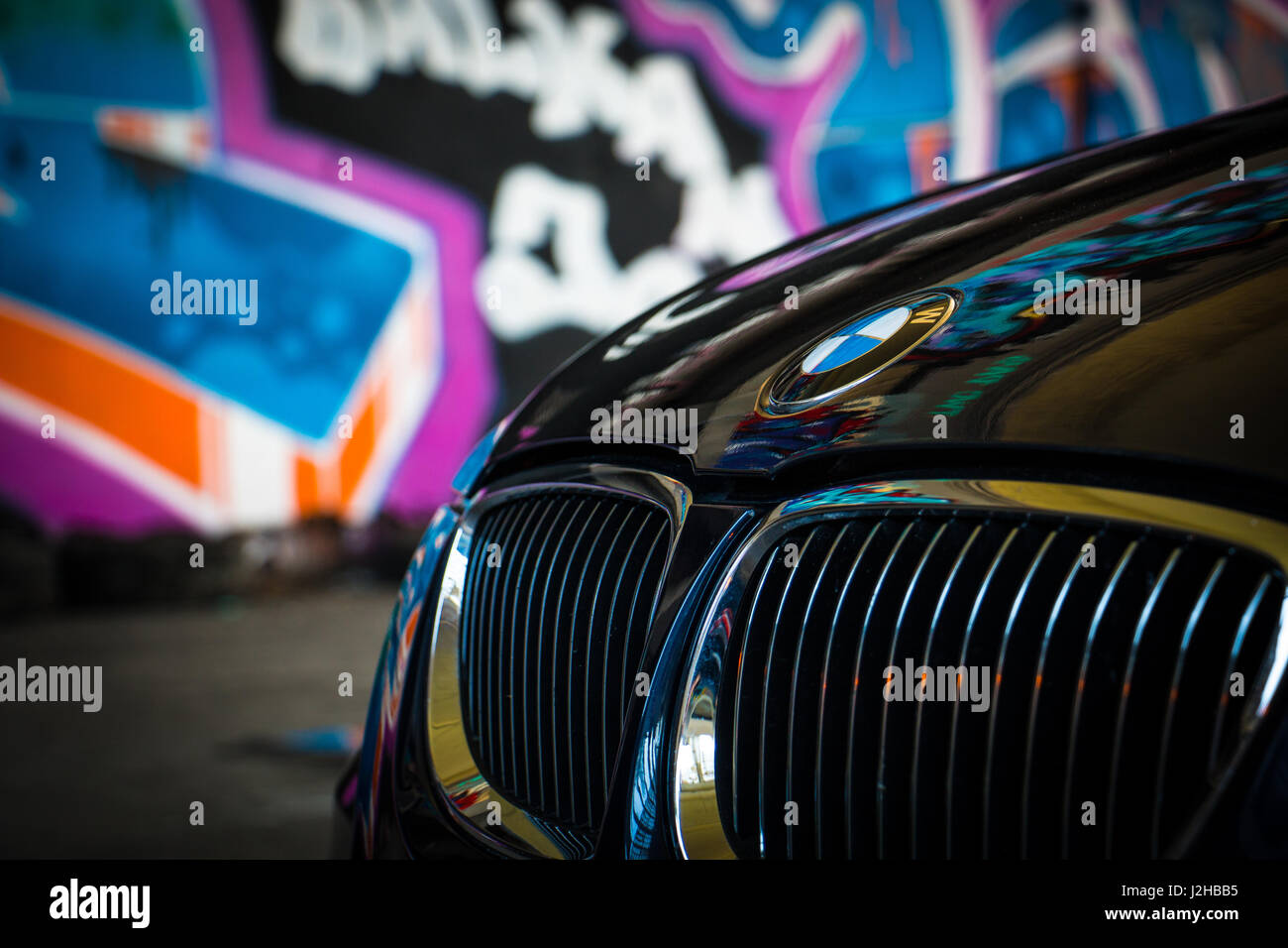 BMW 3 Series E92 Wallpaper Background Full HD 4K UHD Monaco Blue M Sport Package Stock Photo