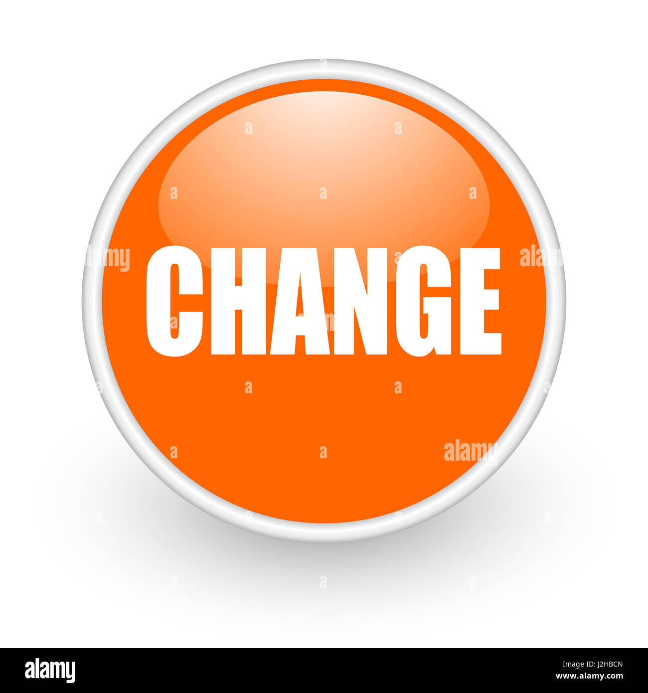 Change modern design glossy orange web icon on white background. Stock Photo