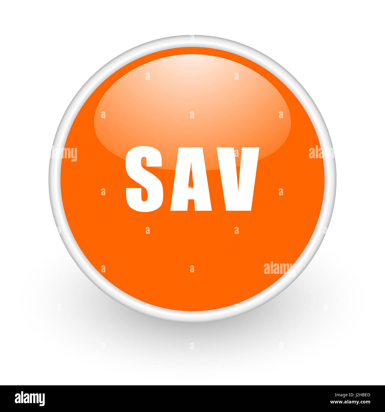 Sav modern design glossy orange web icon on white background. Stock Photo