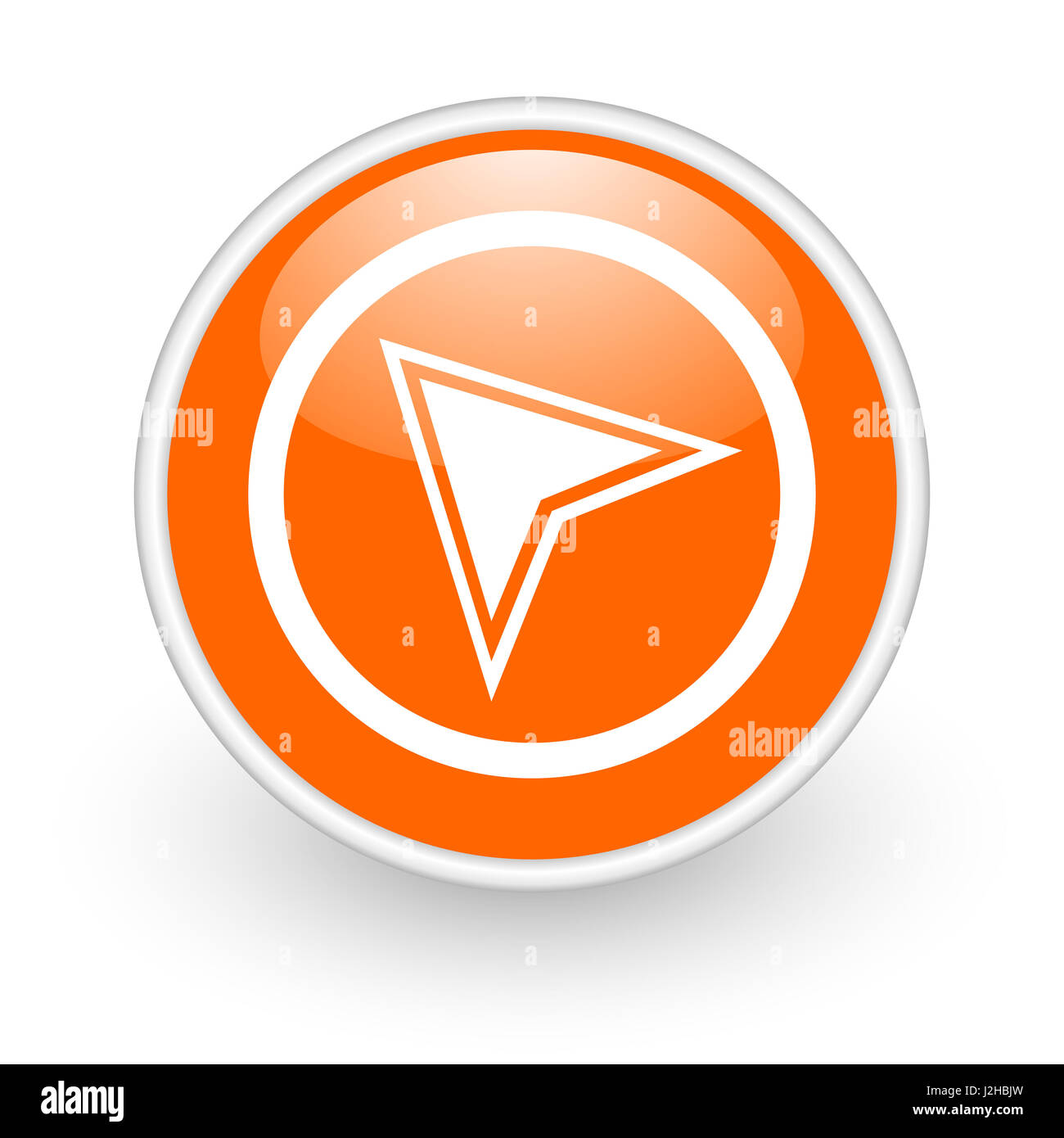 Navigation modern design glossy orange web icon on white background ...