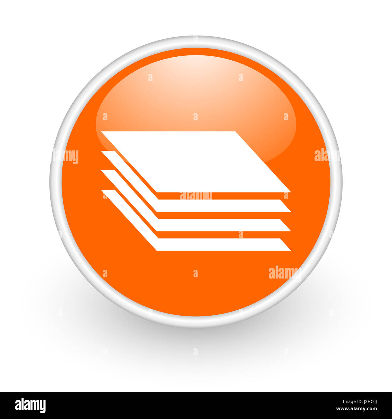 Layers modern design glossy orange web icon on white background. Stock Photo
