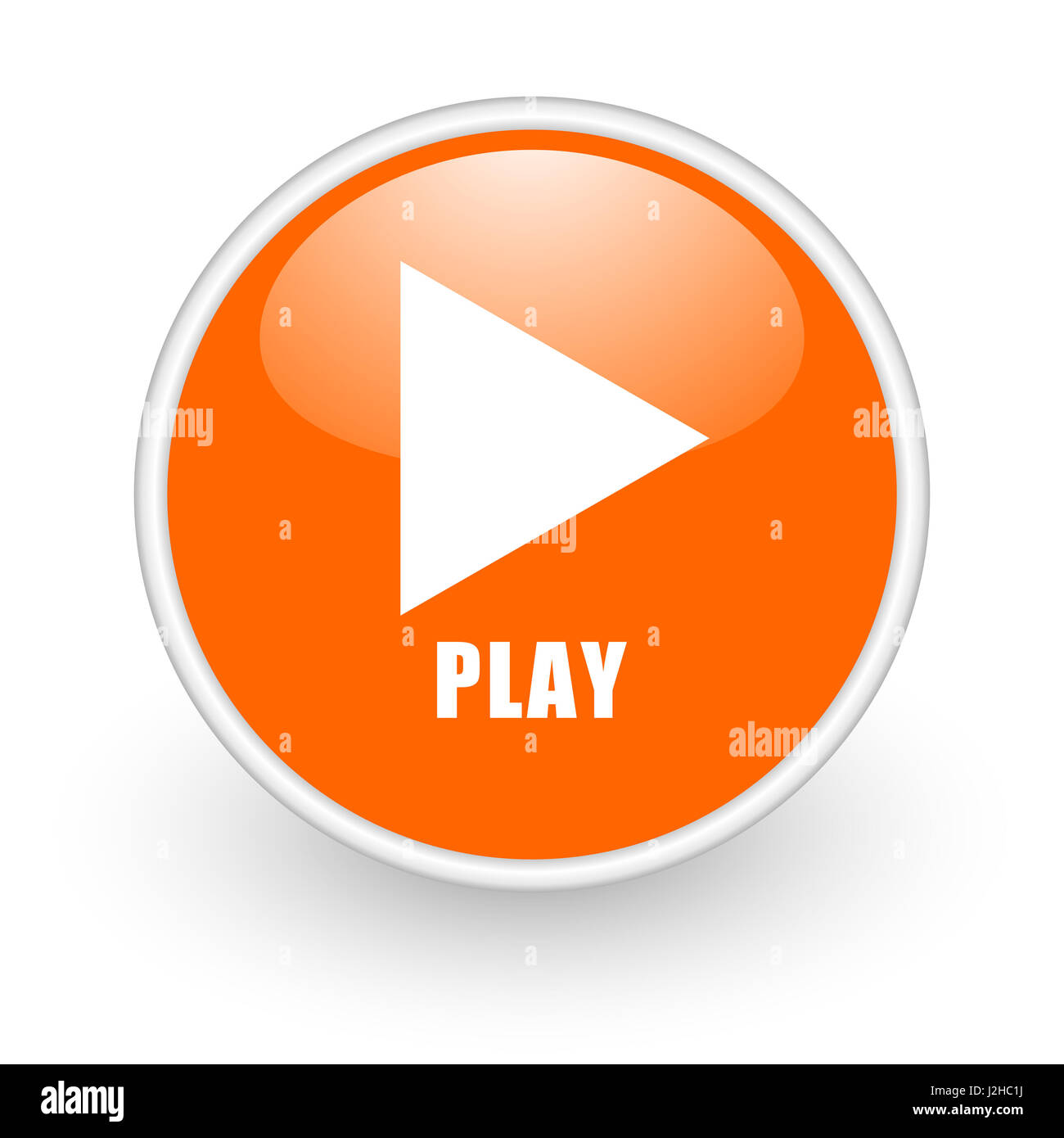 Play modern design glossy orange web icon on white background Stock ...