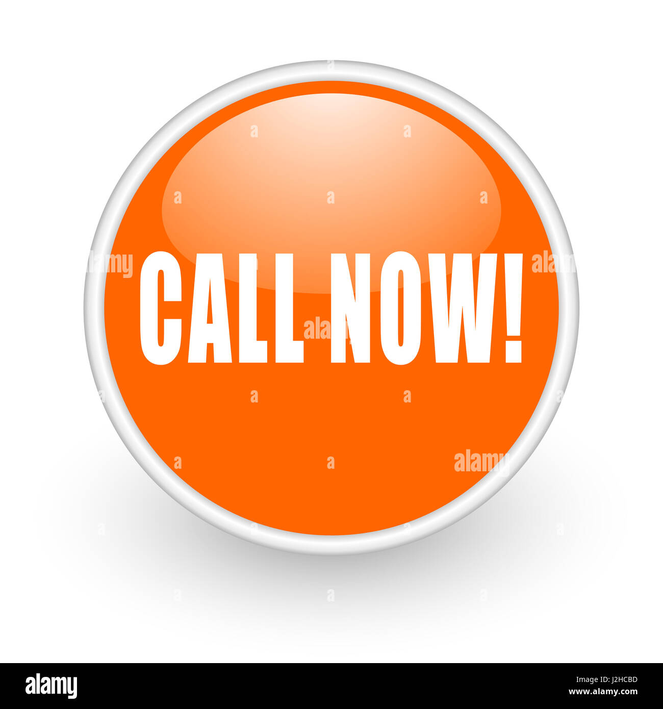Call now modern design glossy orange web icon on white background Stock ...