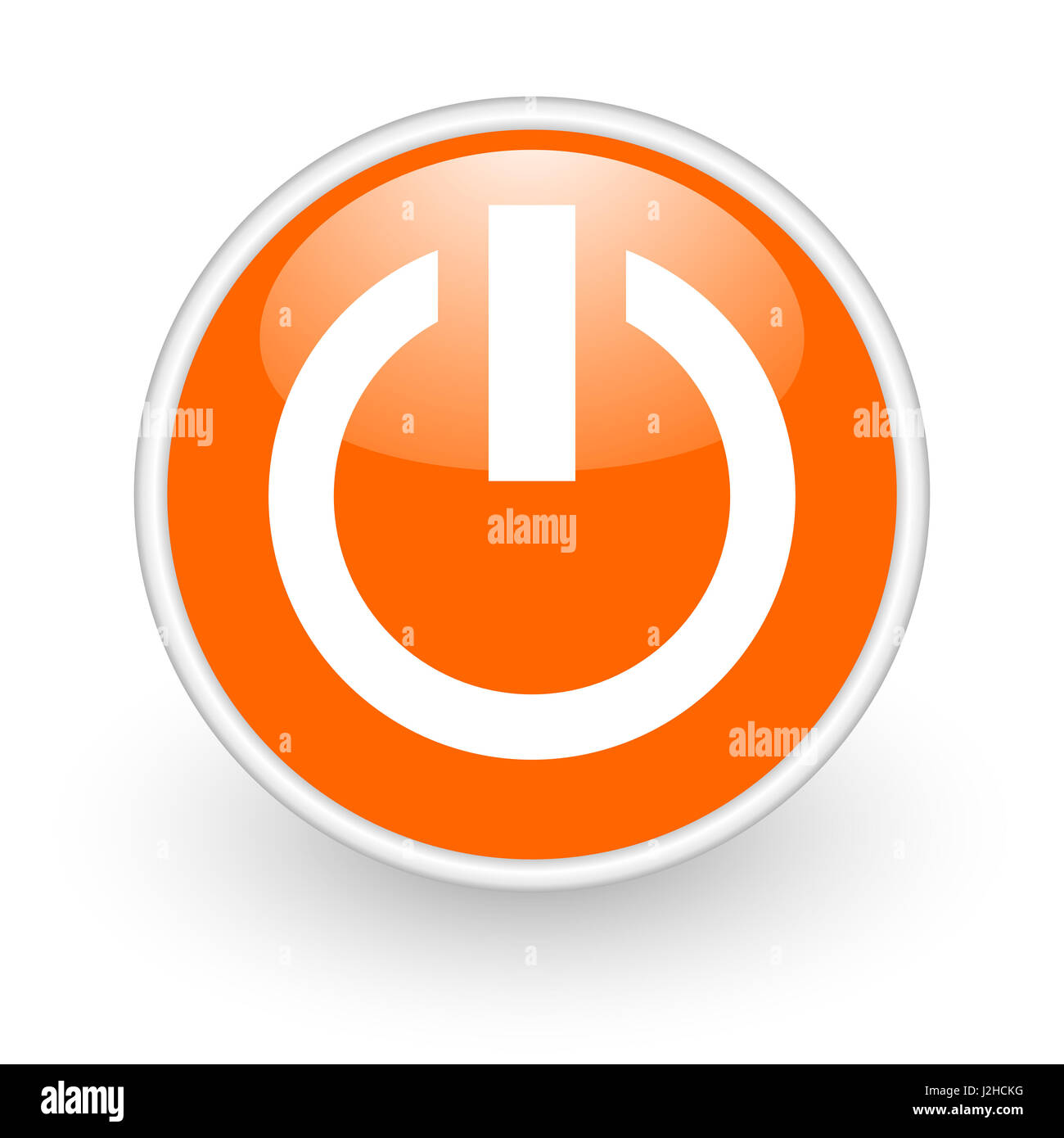 Power modern design glossy orange web icon on white background. Stock Photo