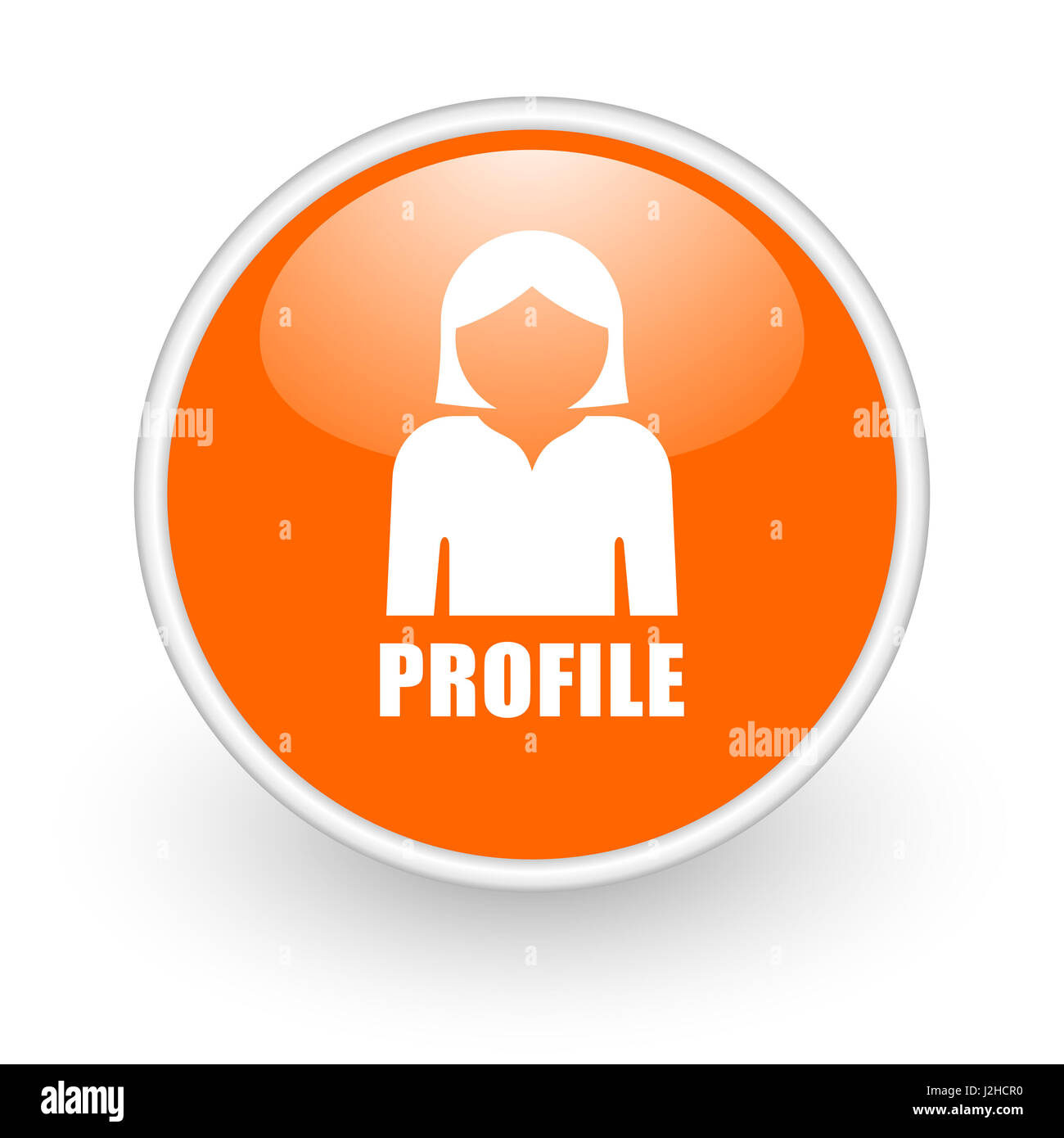 Profile modern design glossy orange web icon on white background Stock ...