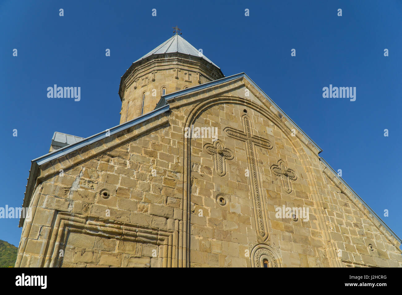 ANANURI, GEORGIA - SEP 30, 2016: Spasskaya Church in the fortress Ananuri September Stock Photo