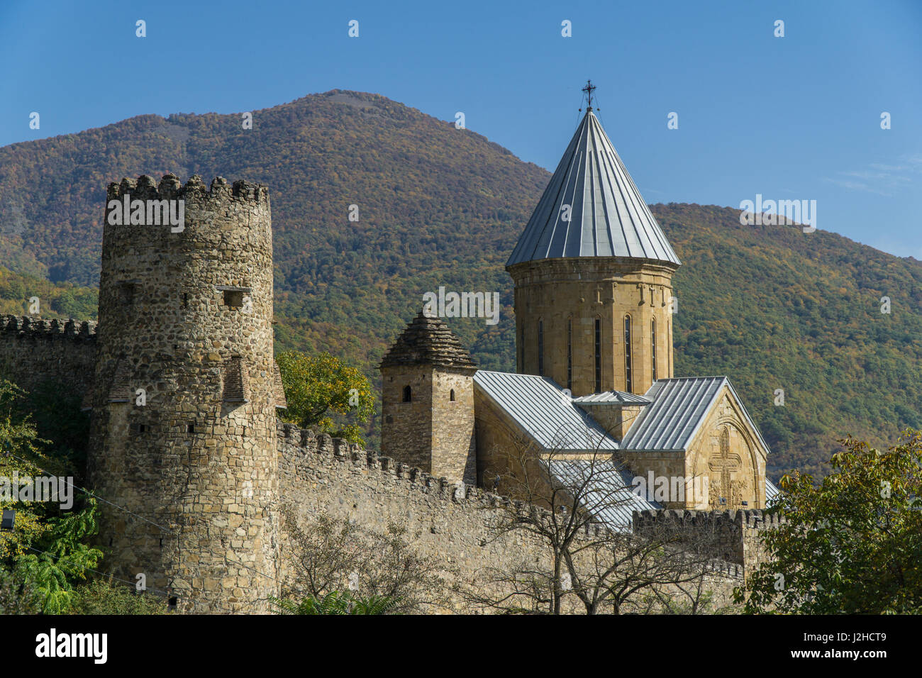 ANANURI, GEORGIA - SEP 30, 2016: the Ananuri fortress on the Georgian Military highway, 70 km from Tbilisi. September Stock Photo