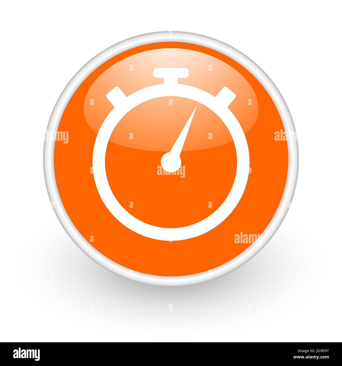 stopwatch modern design glossy orange web icon on white background. Stock Photo