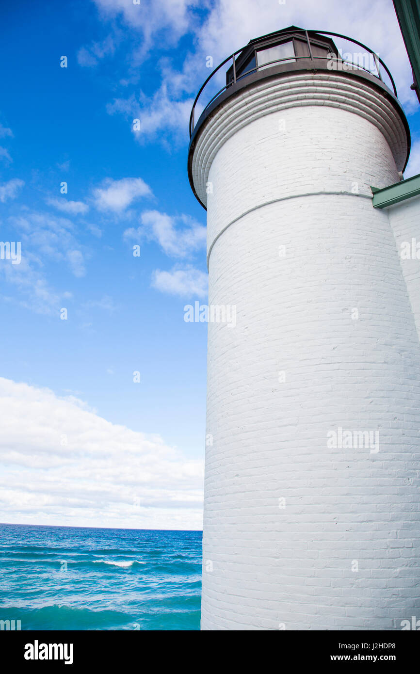 Point Betsie Lighthouse on Lake Michigan, Benzie County, Frankfort, Michigan Stock Photo