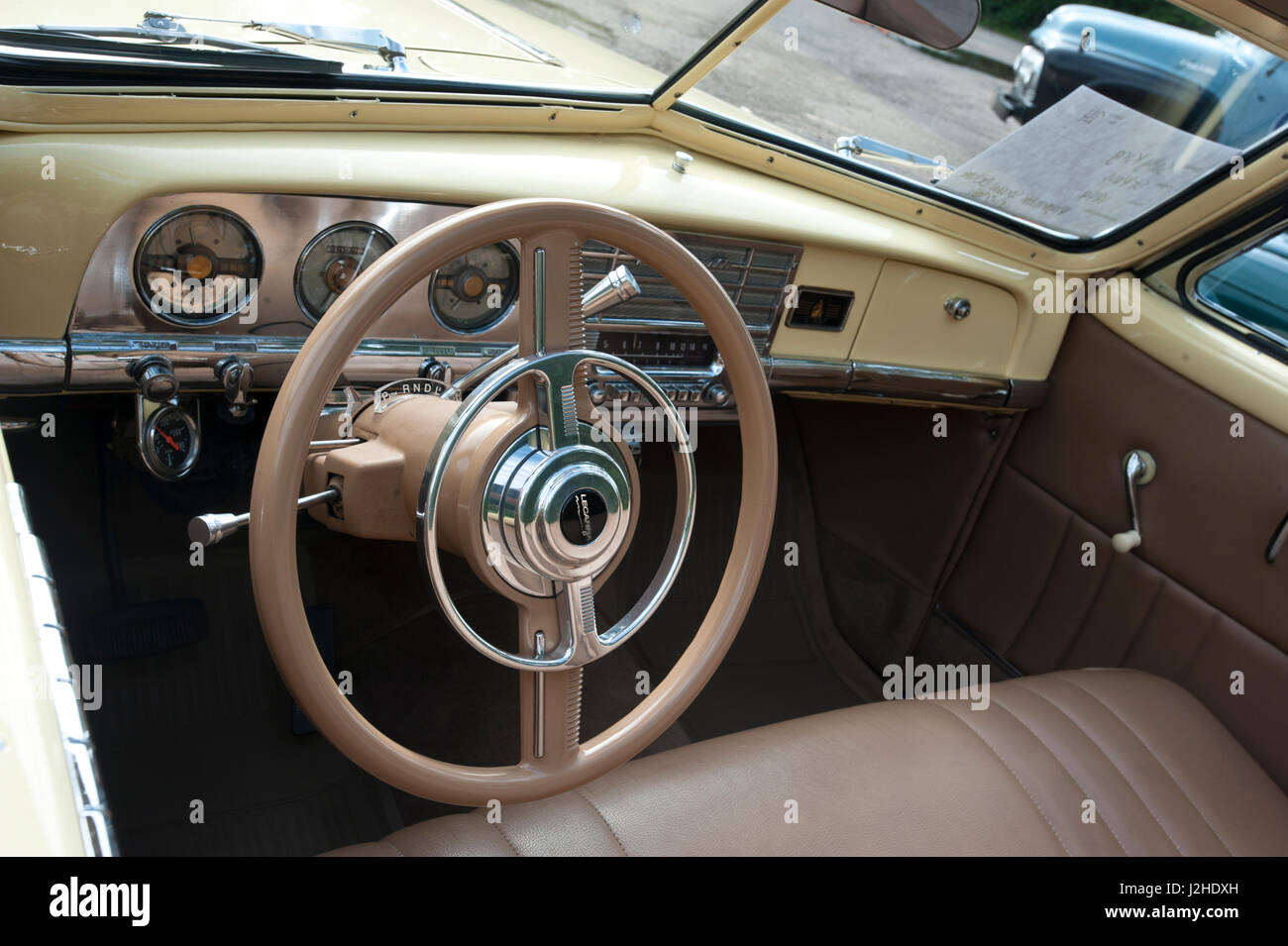 USA, Lilydale, Auto Show Pool & Yacht Club, 1949 Plymouth Special Deluxe Convertible, Interior Detail (Editorial Use Only) Stock Photo