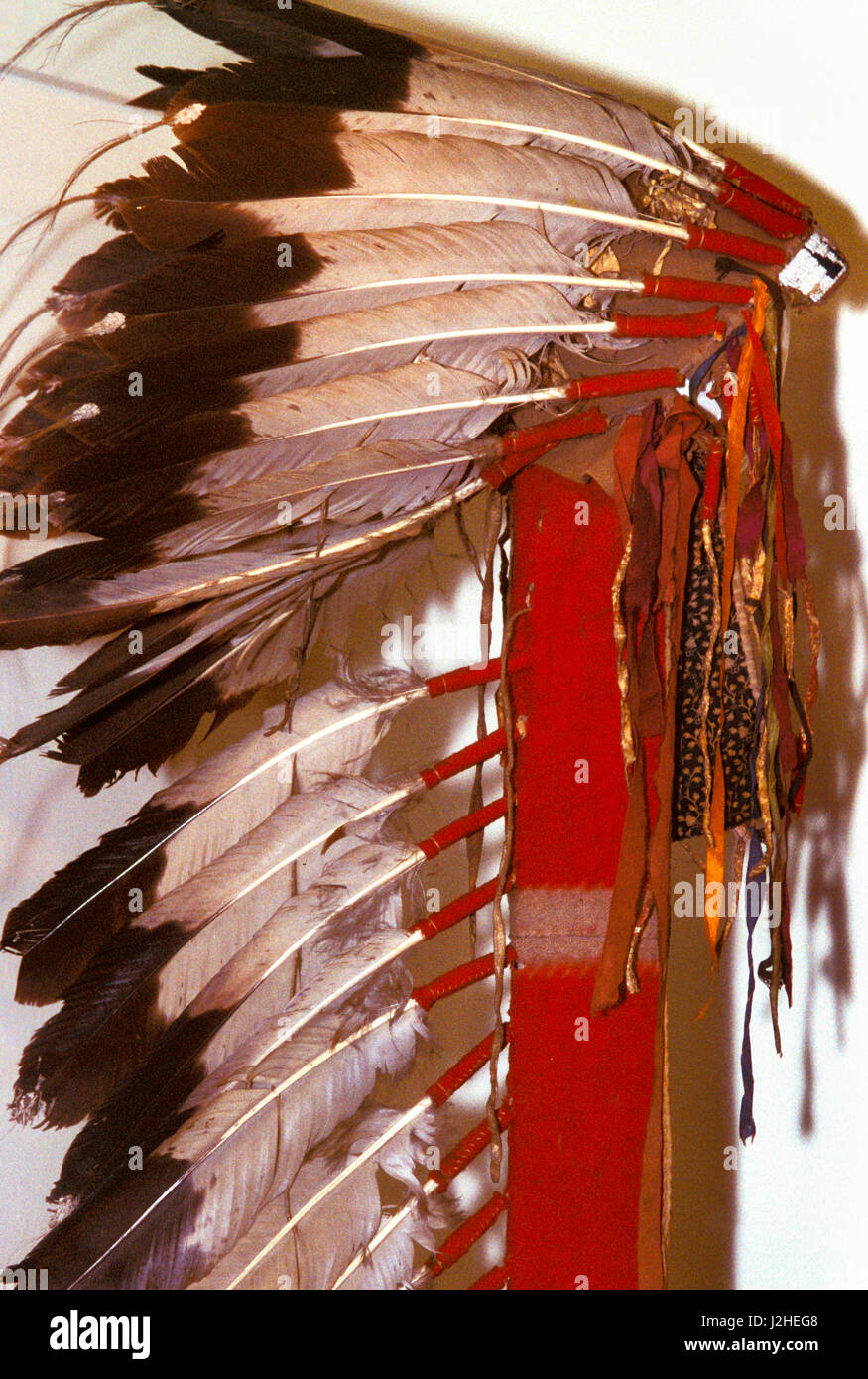 Blackfeet eagle feather headdress and war bonnet Stock Photo