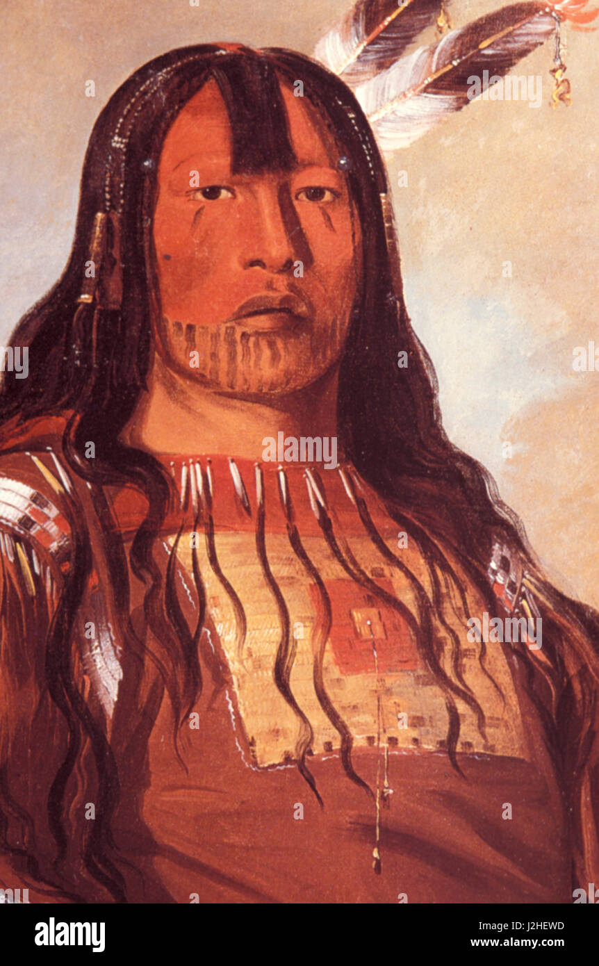 Historic painting 1832 by artist Catlin painting of Iron Horn, Blackfeet man Stock Photo